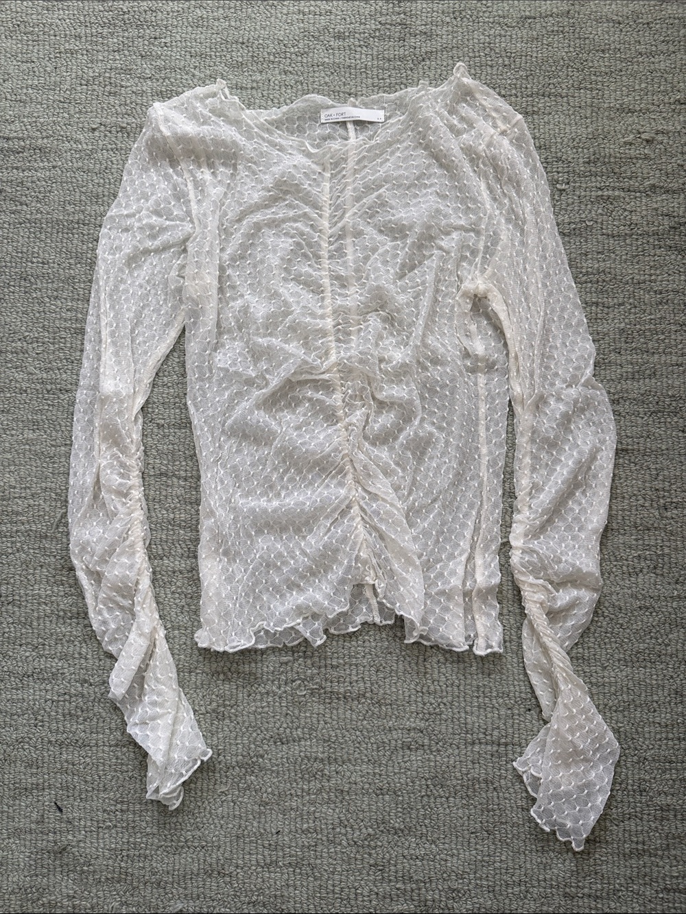 Sheer ruched long sleeve top